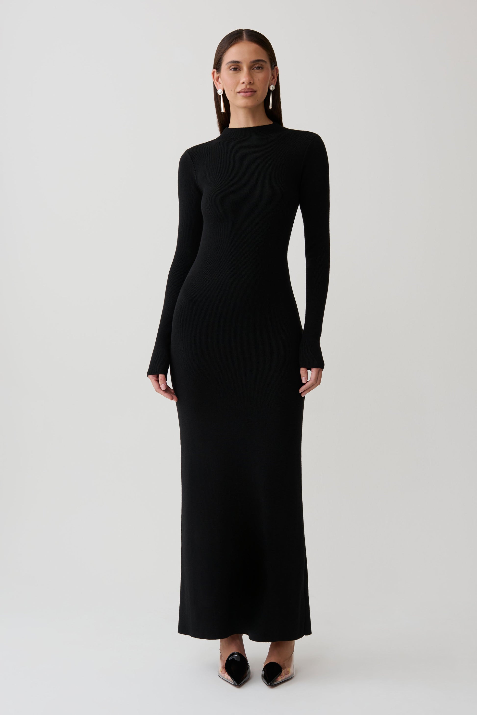 Rowan Long Sleeve Knit Maxi Dress - Black #3