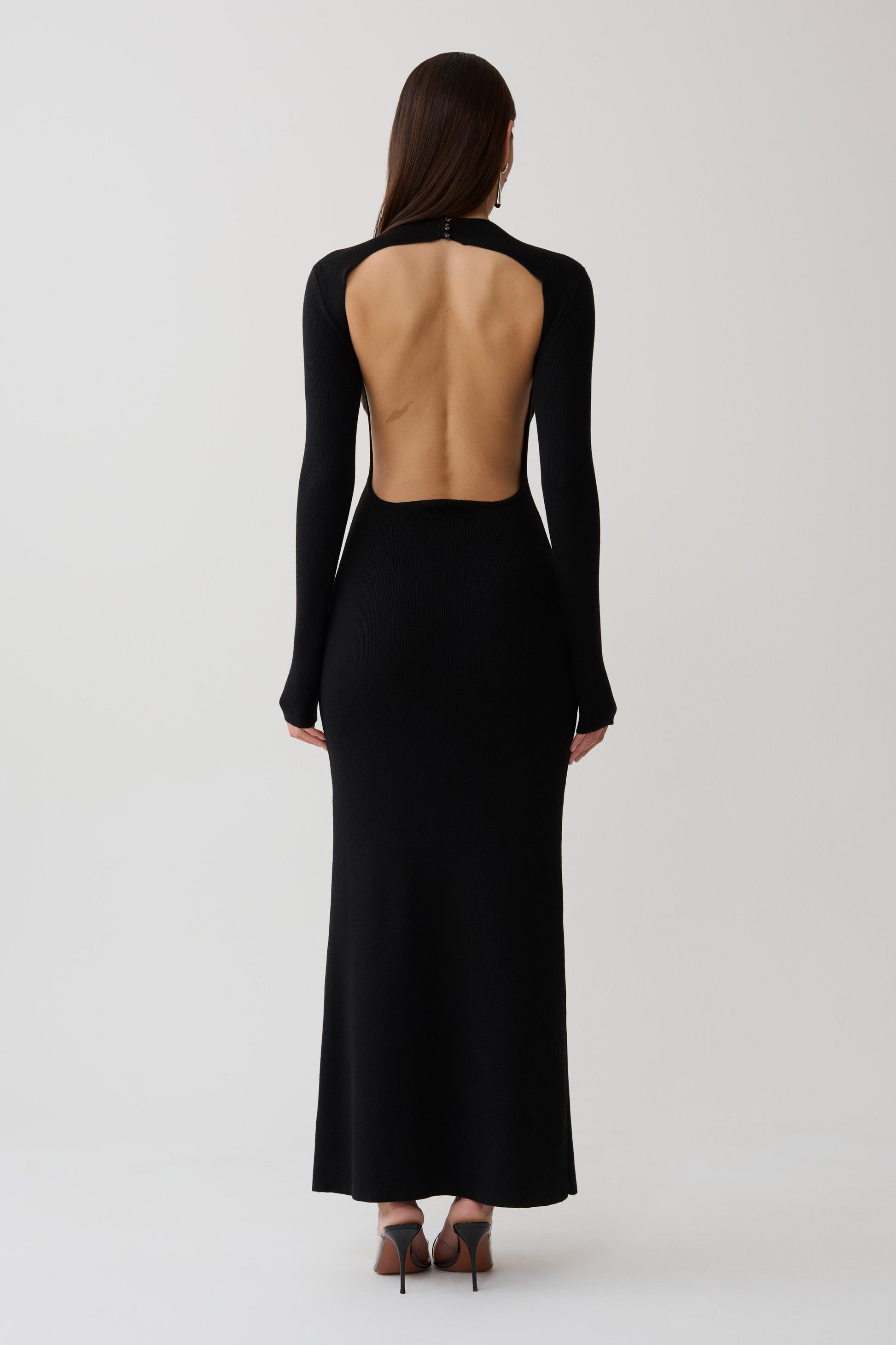 Rowan Long Sleeve Knit Maxi Dress - Black