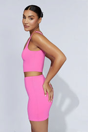 Kara Ruched Front Mini Skirt - Bubblegum Pink