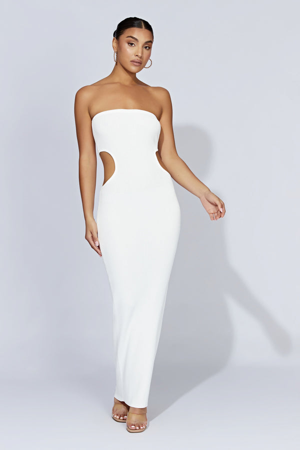 Kori Knit Bandeau Maxi Dress - White