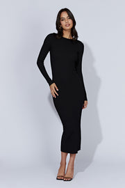 Rowen Long Sleeve Midi Dress - Black
