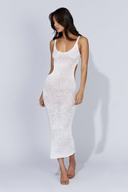 Shae Scoop Neck Knit Midi Dress - White