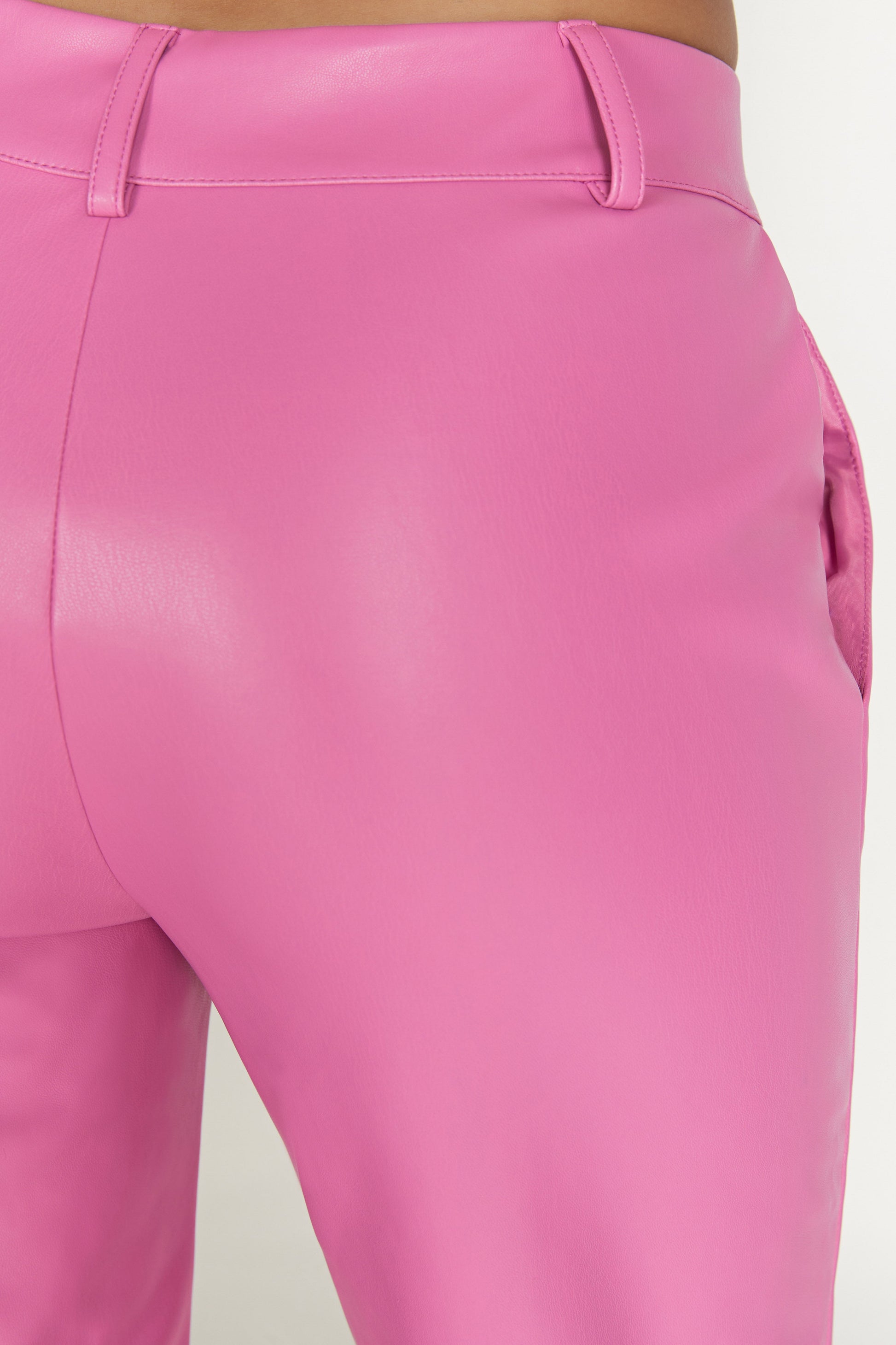 Matilda Slouchy Low Rise Faux Leather Pant - Rose Pink | MESHKI US 