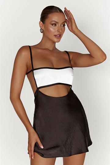 Two Tone Mini Dress - Black