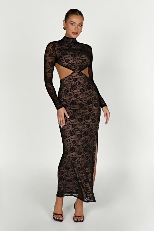meshki black lace dress