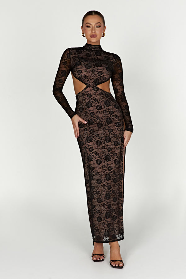 Callista Lace Maxi Dress - Black