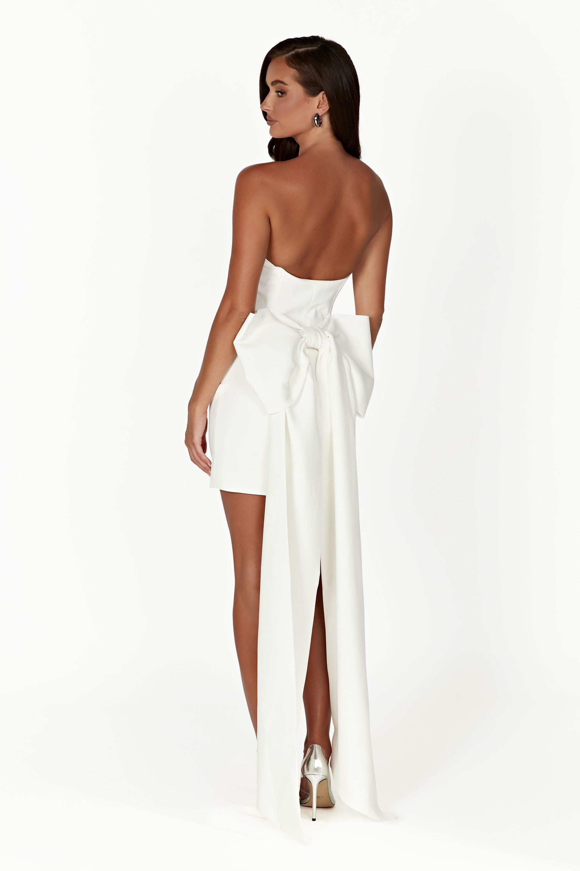Meredith Strapless Bow Mini Dress - White Meredith Strapless Bow Mini Dress - White