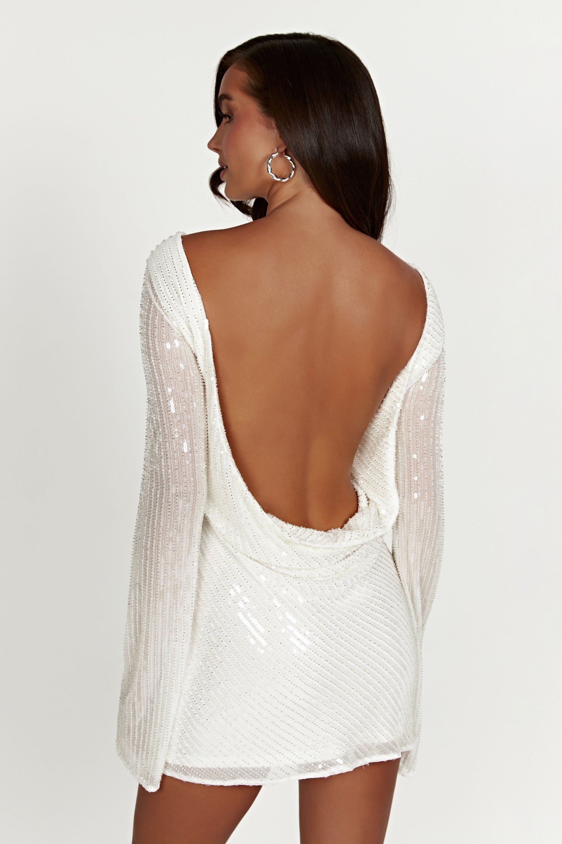 Nala Sequin Mini Dress - White | MESHKI US Nala Sequin Mini Dress - White | MESHKI US