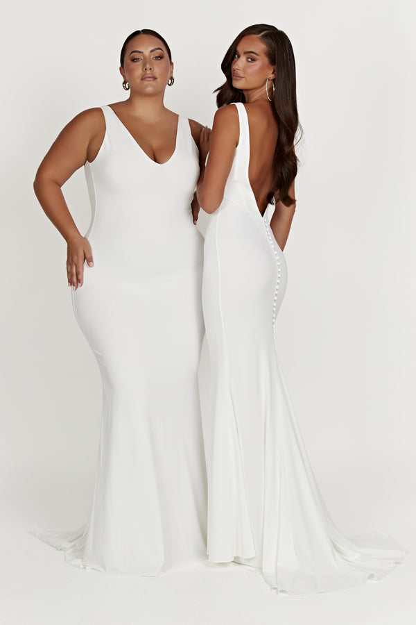 Kyla Low Back Gown - White