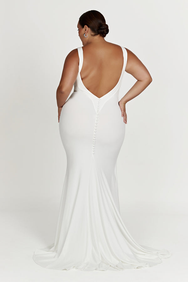 Kyla Low Back Gown - White