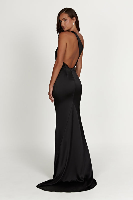 Black Satin Open Back Dress LA LUNE PLUNGED CROSS BACK MAXI DRESS | BLACK | DRESSES Black Satin Open Back Dress LA LUNE PLUNGED CROSS BACK MAXI DRESS | BLACK | DRESSES