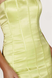 Amaya Lace Up Corset Mini Dress - Lemon