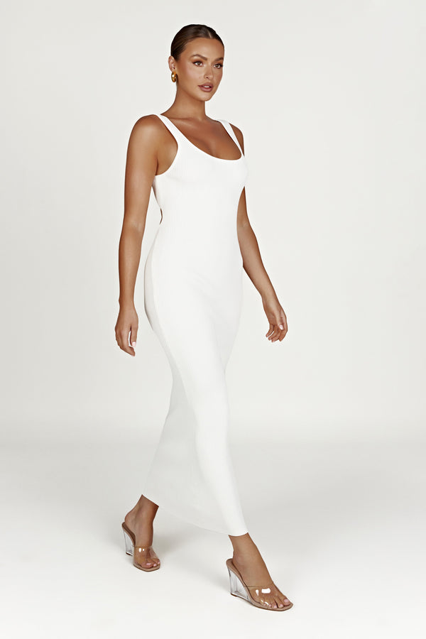 Hadley Backless Knit Maxi Dress - White
