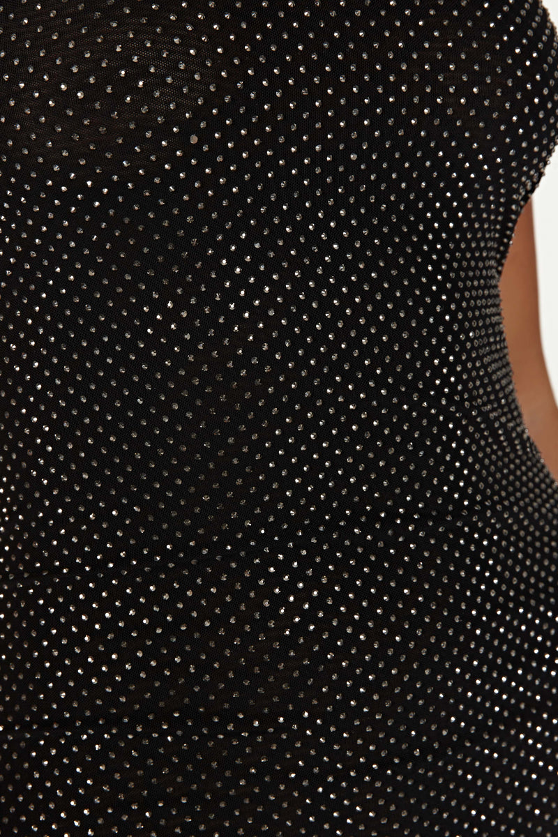 Waverly Strapless Diamante Midi Dress - Black - MESHKI U.S