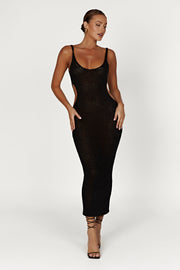 Shae Scoop Neck Knit Midi Dress - Black