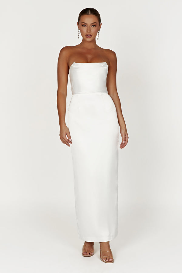 Alanis Strapless Maxi Dress - White - MESHKI U.S