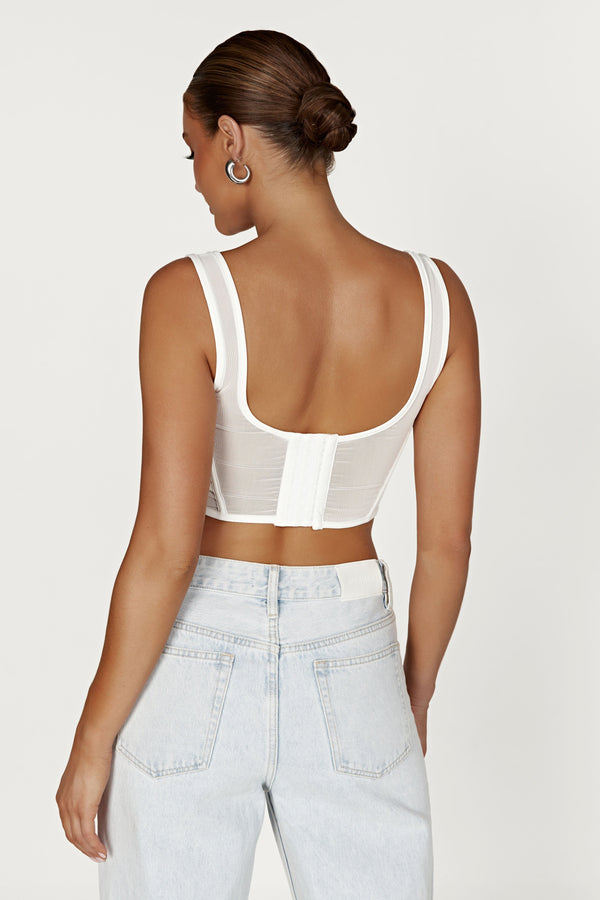 Janayia Pointed Corset Top - White