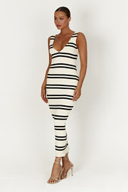 Henrietta Stripe Knit Maxi Dress - Black/White