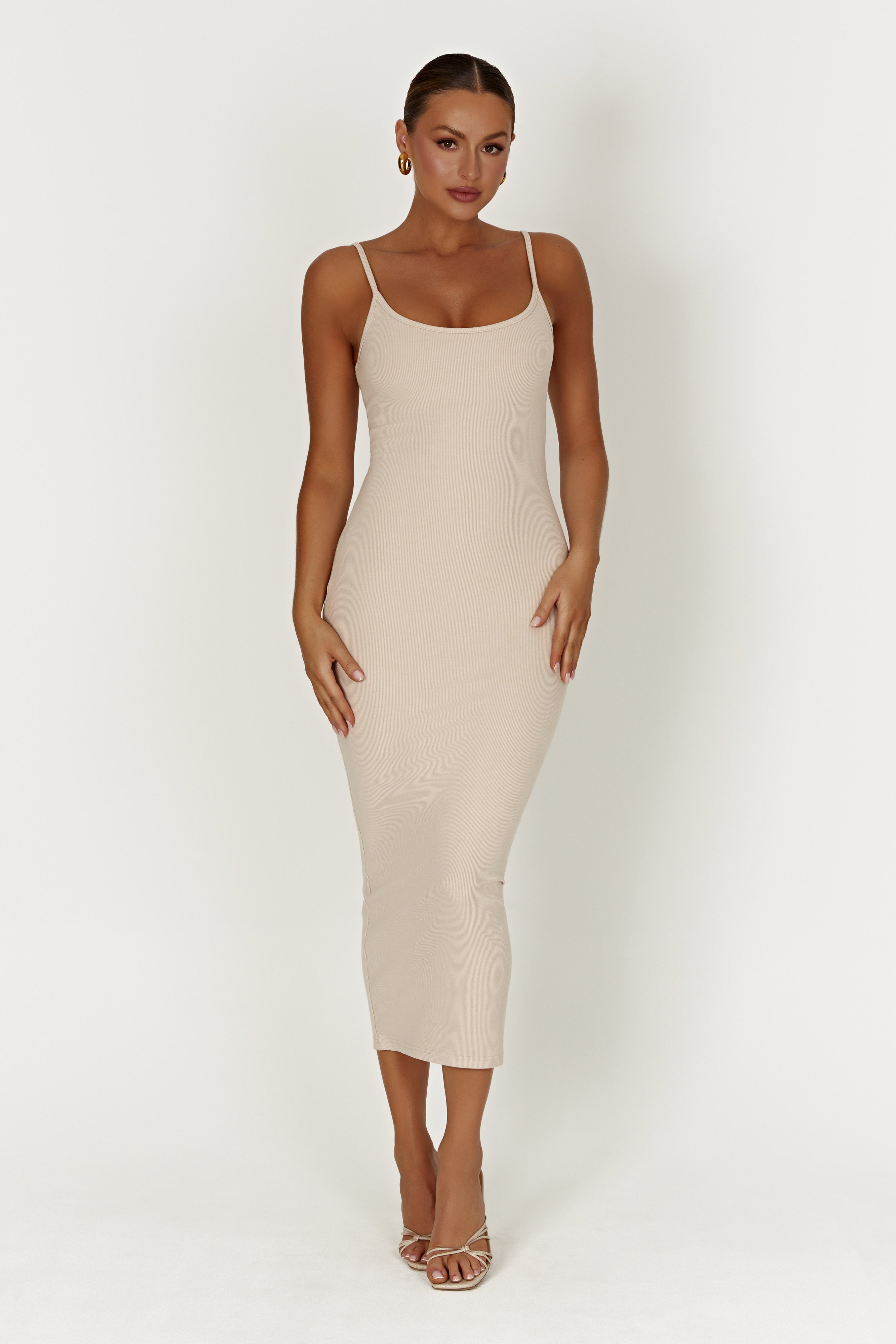 Alexis Ribbed Cami Midi Dress Cream ROM Midi Dresses