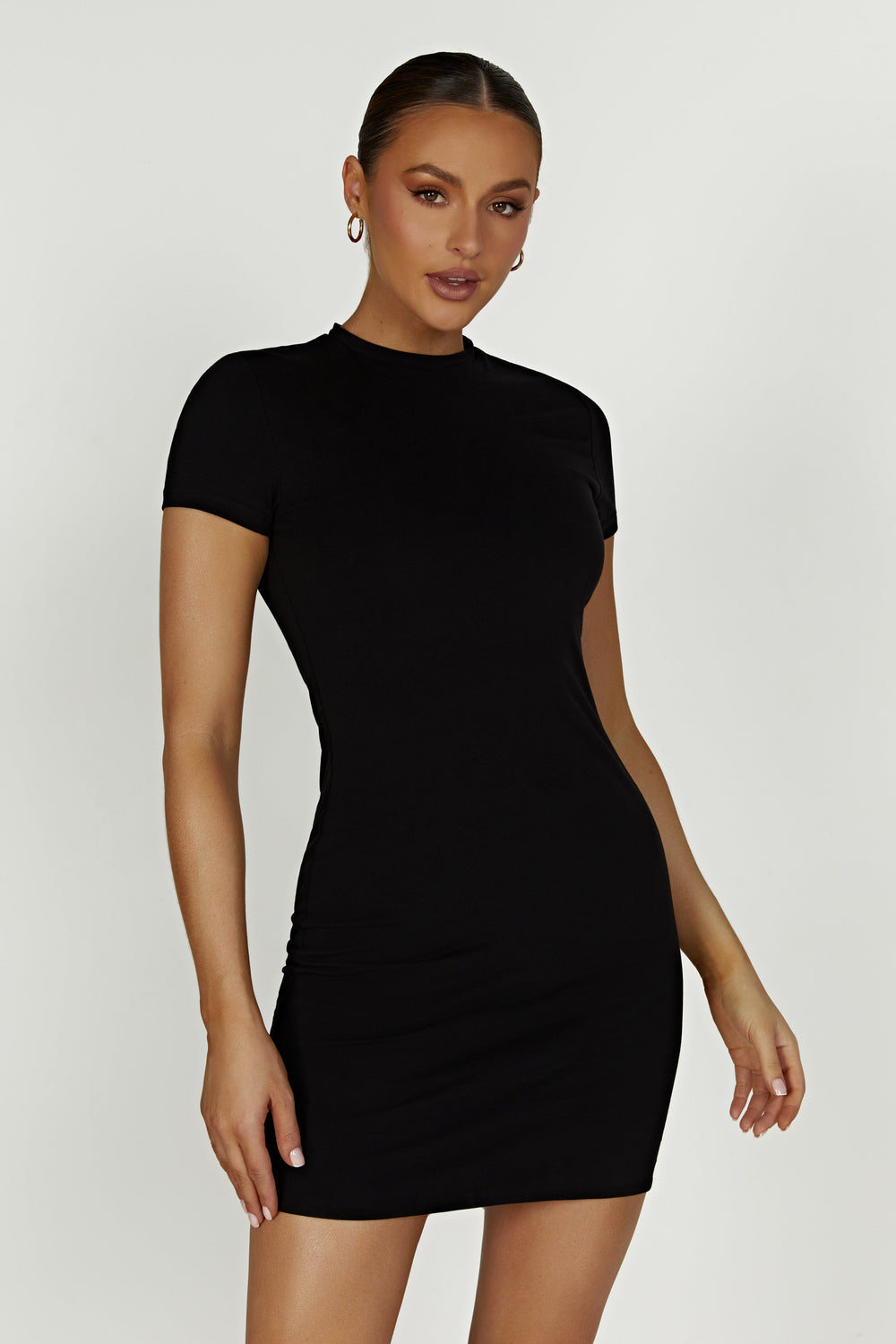 Halston Short Sleeve Mini Dress - Black