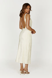 Theia Plisse Maxi Dress - Ivory