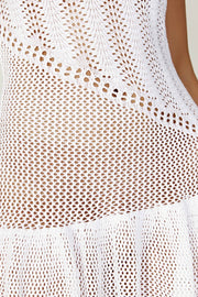 Tash Mixed Yarn Halter Mini Dress - White