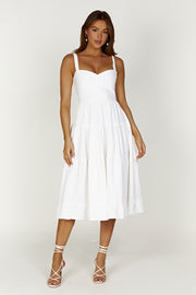 Adriana Linen Midi Dress - White