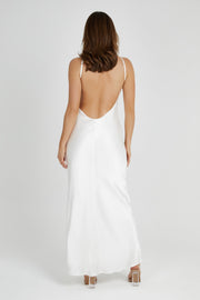 Lucia Satin Cut Out Maxi Dress - White