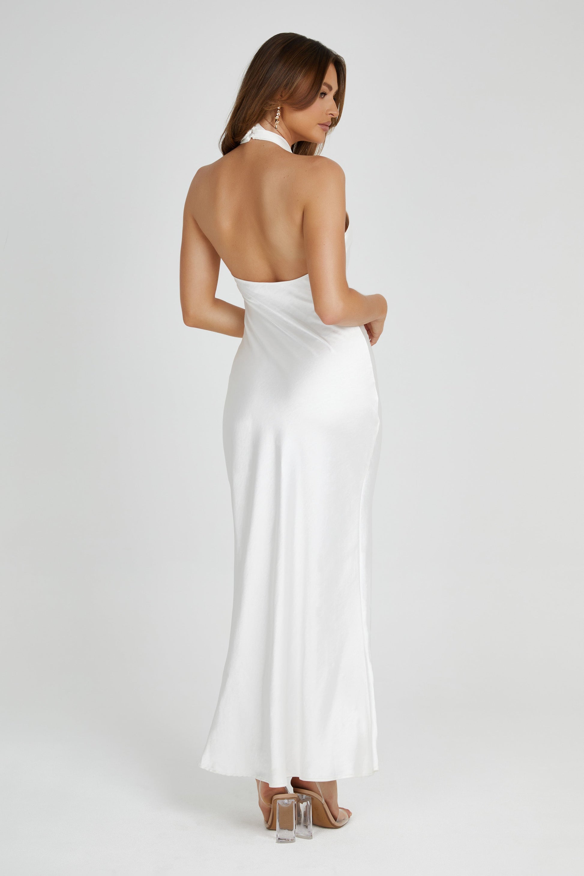 Laura Halter Satin Gown / White | Meshki | S Laura Halter Satin Gown / White | Meshki | S
