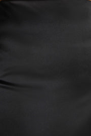 Mia Satin Lace Midi Skirt - Black