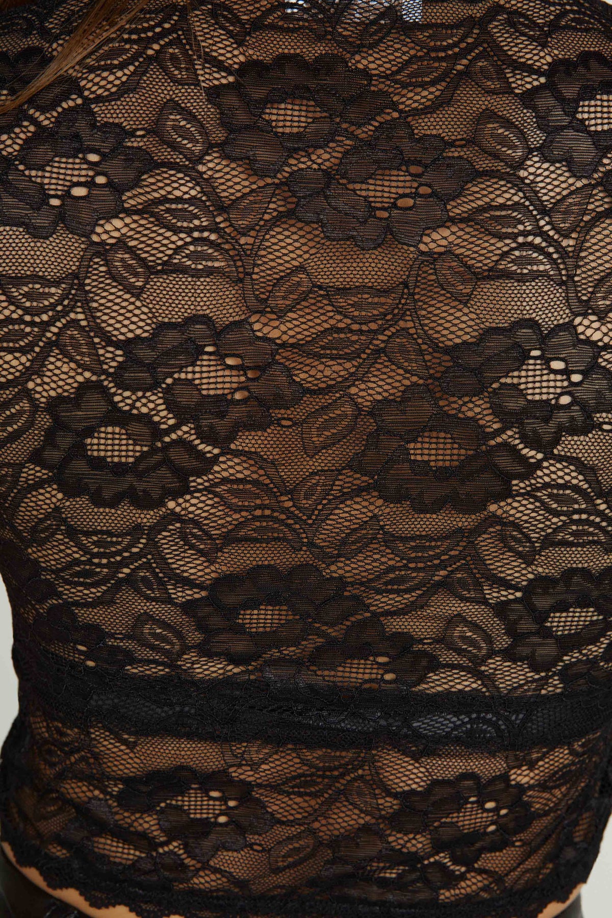 Farrah Stretch Lace Vintage Top - Black