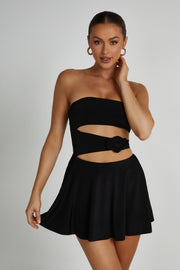 Montanna Strapless Rose Mini Dress - Black
