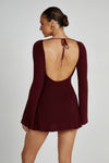 Zahra Long Sleeve Open Back Mini Knit Dress - Blush Pink