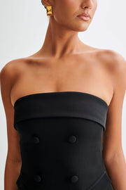 Abbie Strapless Suiting Mini Dress - Black