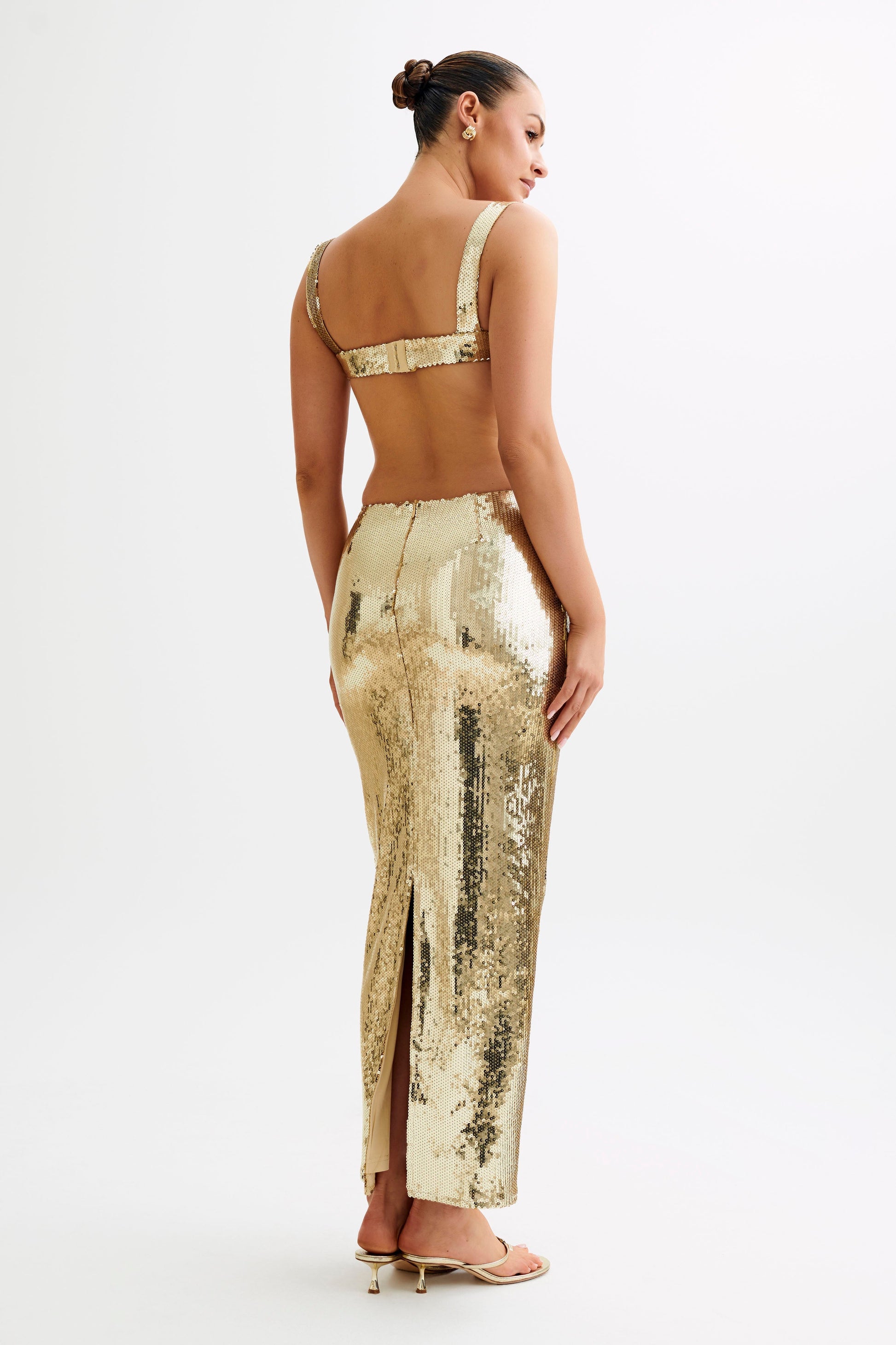 Adoria Sequin Cut Out Maxi Dress - Gold | MESHKI US Adoria Sequin Cut Out Maxi Dress - Gold | MESHKI US