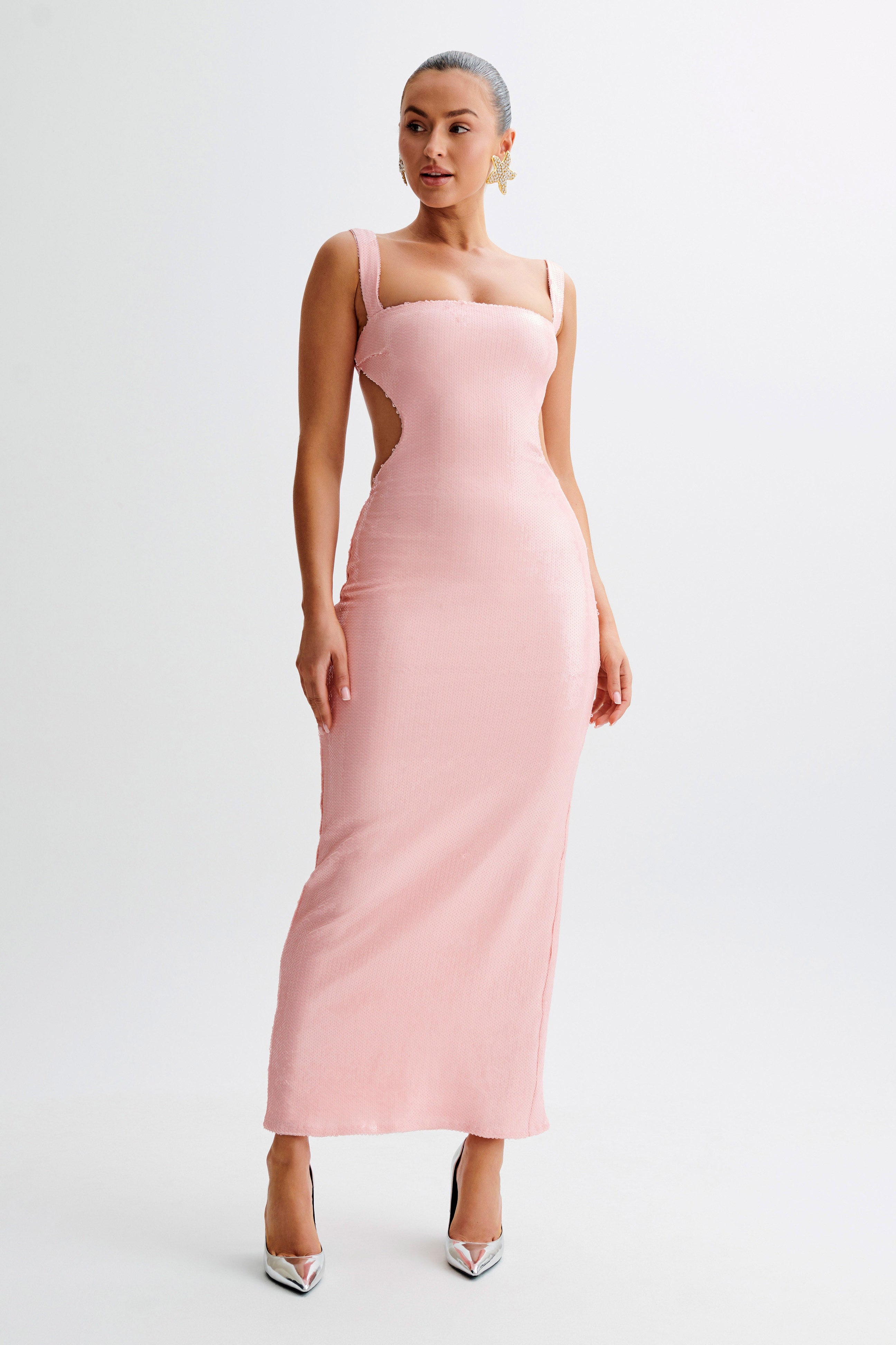 Adoria Sequin Cut Out Maxi Dress