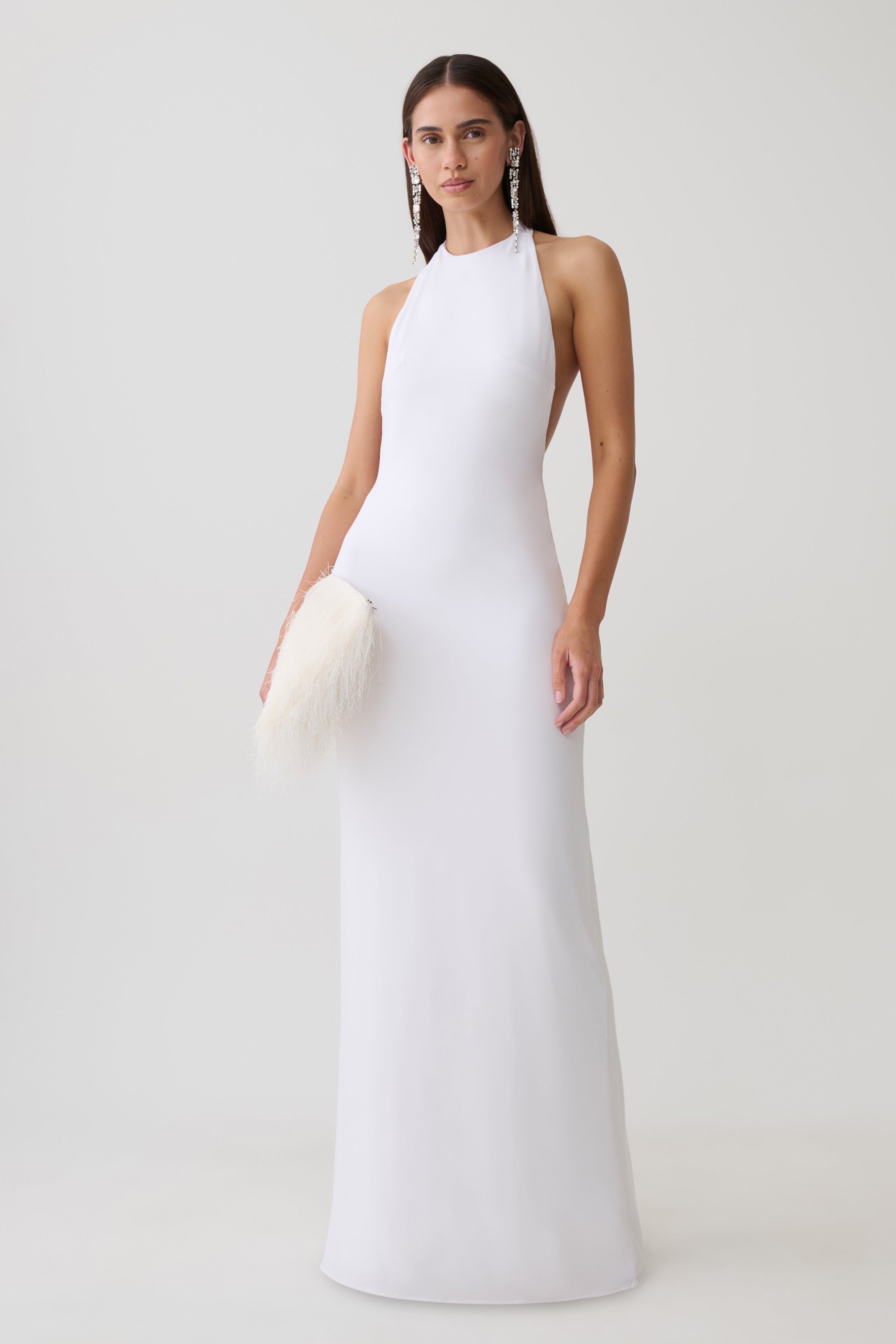 Halley Back T-Strap Maxi Dress - White | MESHKI US