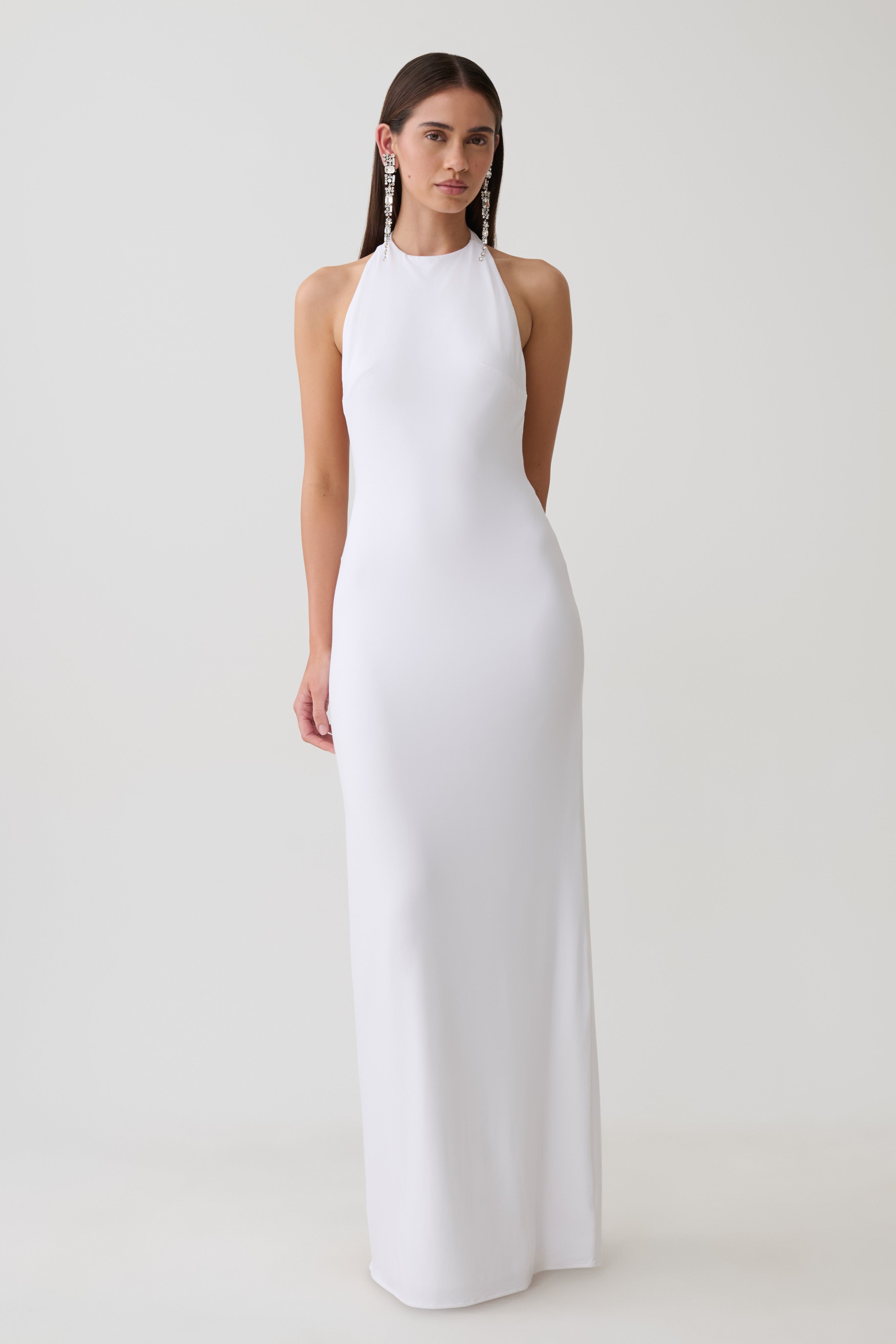 Halley Back T-Strap Maxi Dress - White | MESHKI US