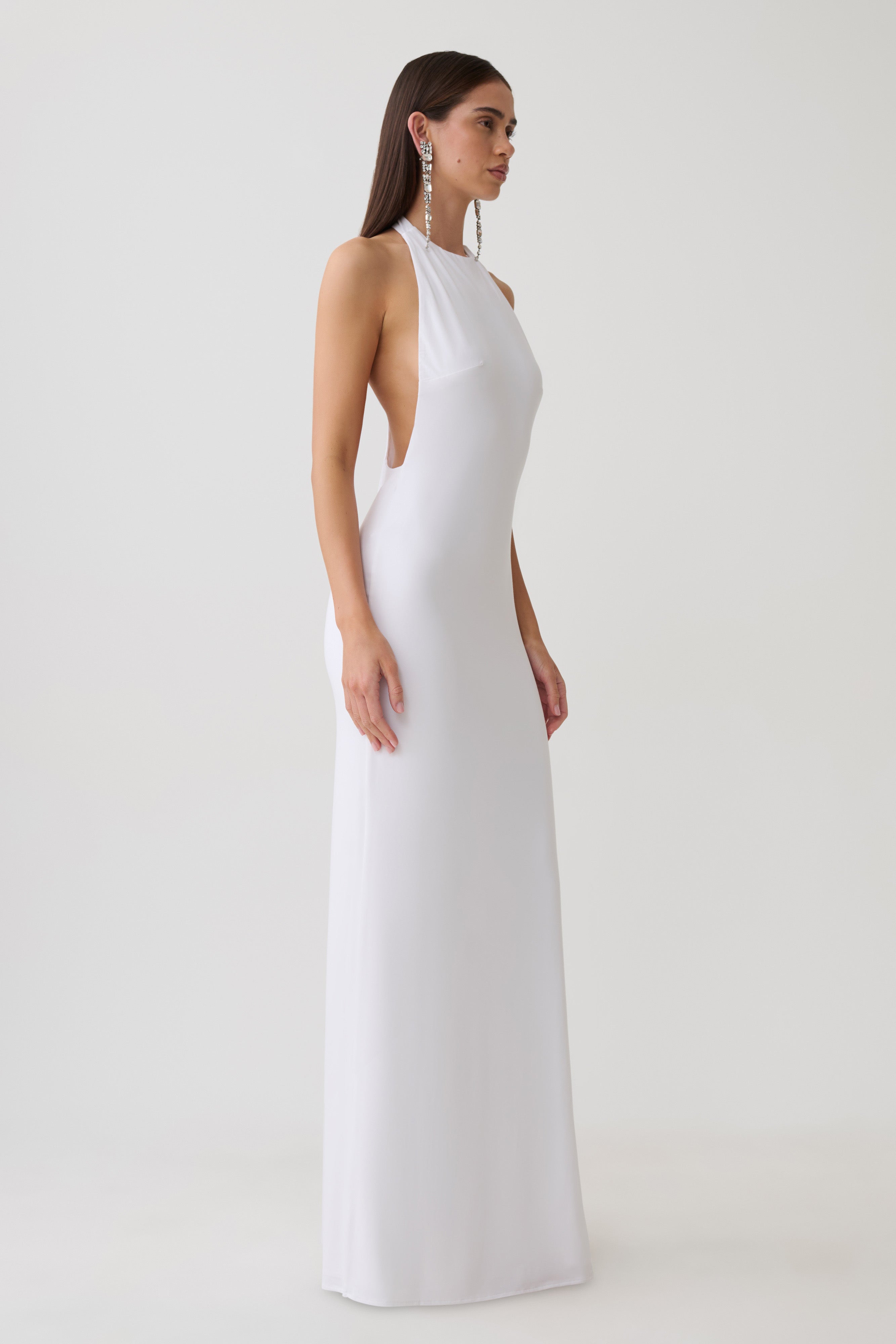 Halley Back T-Strap Maxi Dress - White | MESHKI US