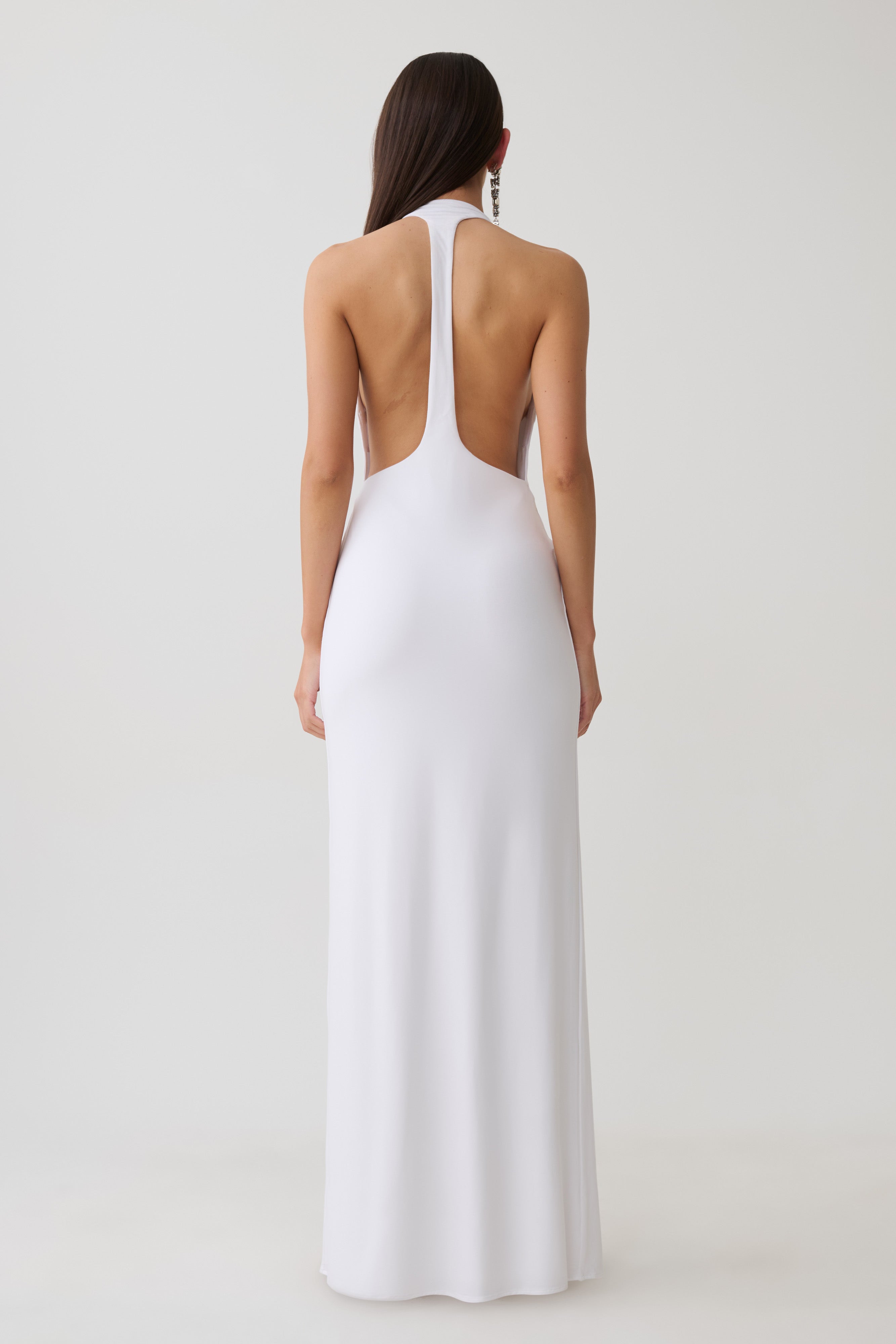 Halley Back T-Strap Maxi Dress - White | MESHKI US