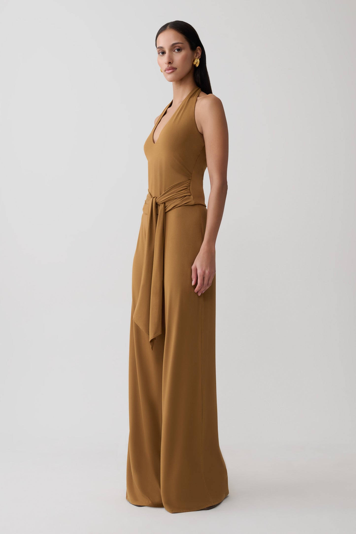 Daine Peached Jersey Halter Top - Caramel