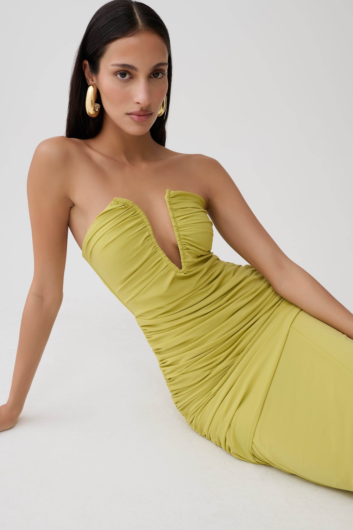 Kaiydo Gathered Centre Wire Maxi Dress - Orchard Moss #3