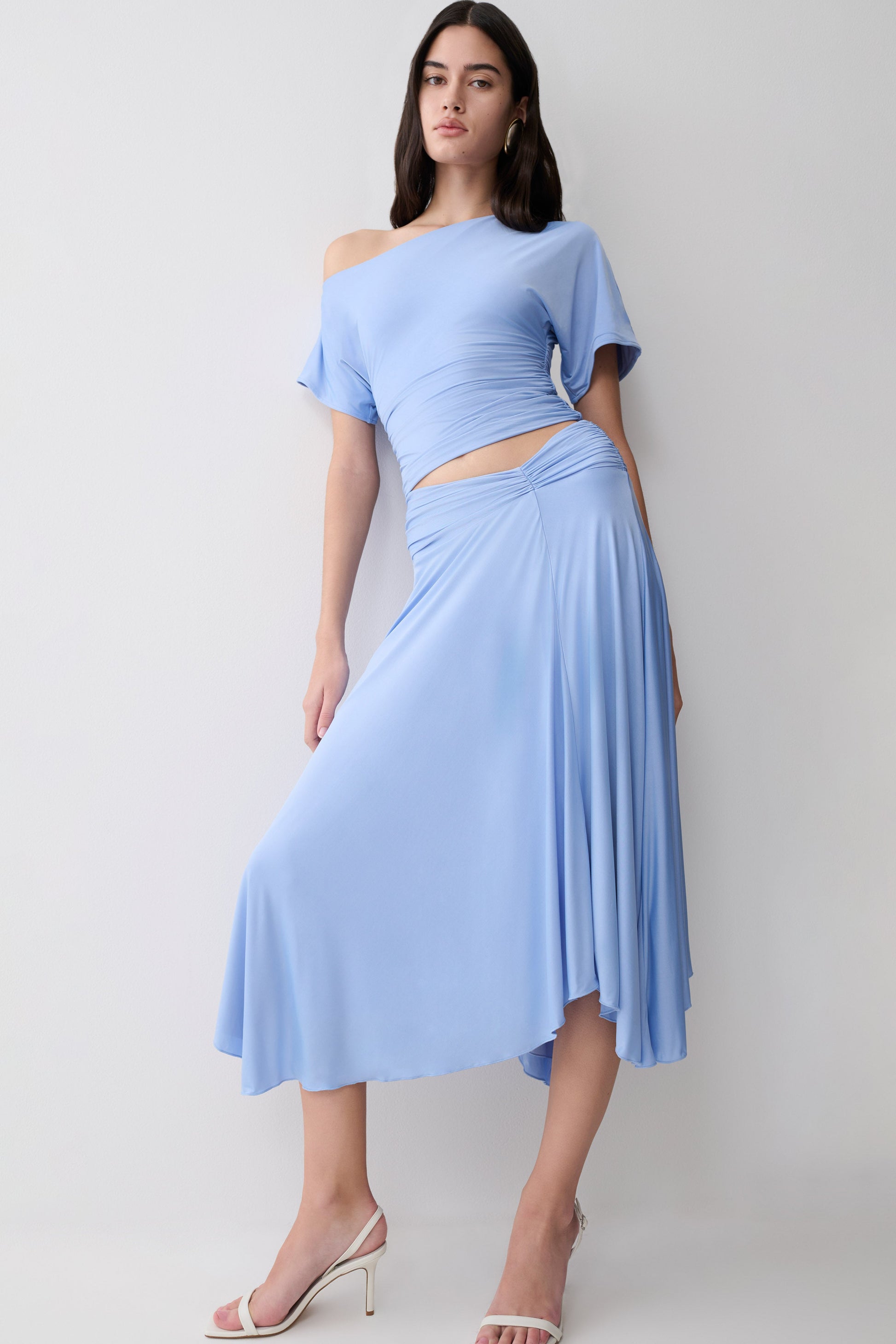 Luu Off Shoulder Slinky Top - Sea Blue #3