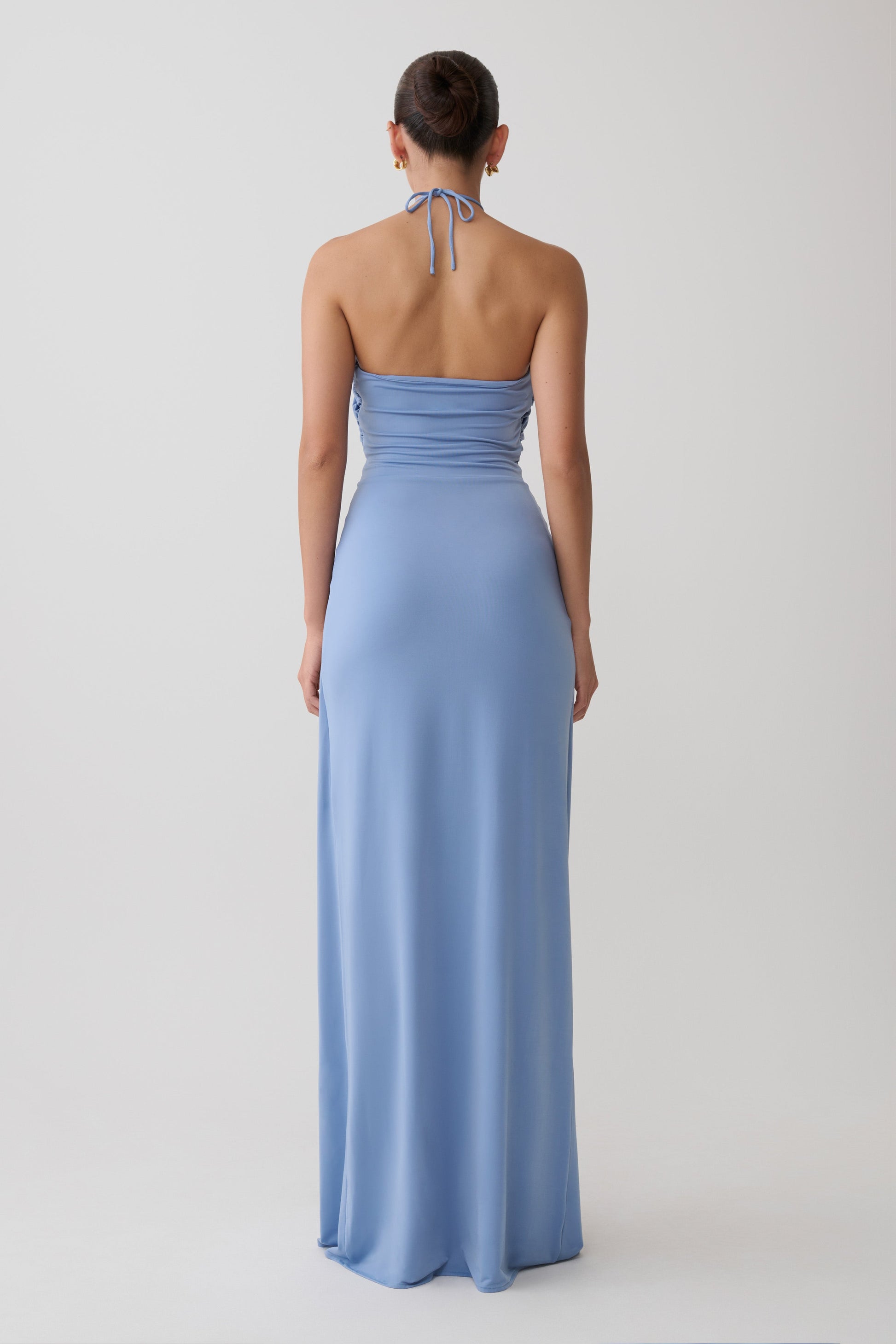 cornflower blue bridesmaid dress Kennedy Luca The plunge neckline adds a touch of elegance One Shoulder Chiffon Bridesmaid Dress