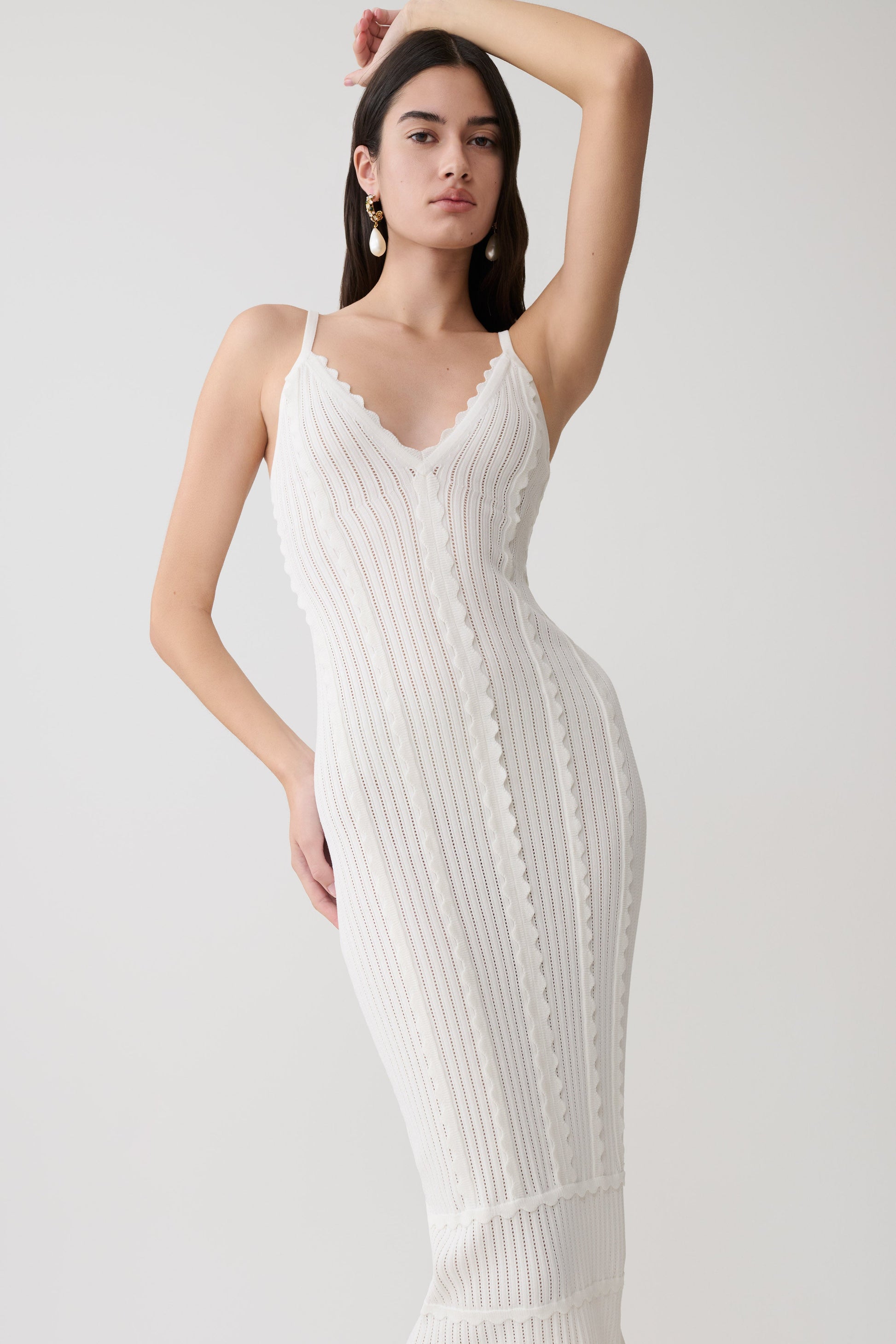 ribbed midi dress white Adventures In Paradise Short Sleeve Knit Maxi Dress White