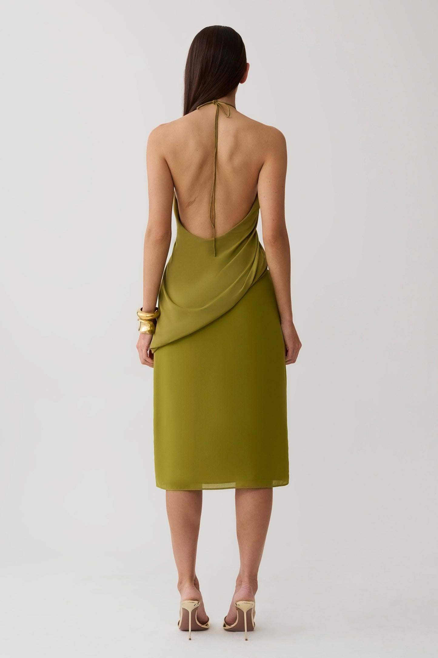 Yuna Draped Hardware Top - Martini Olive