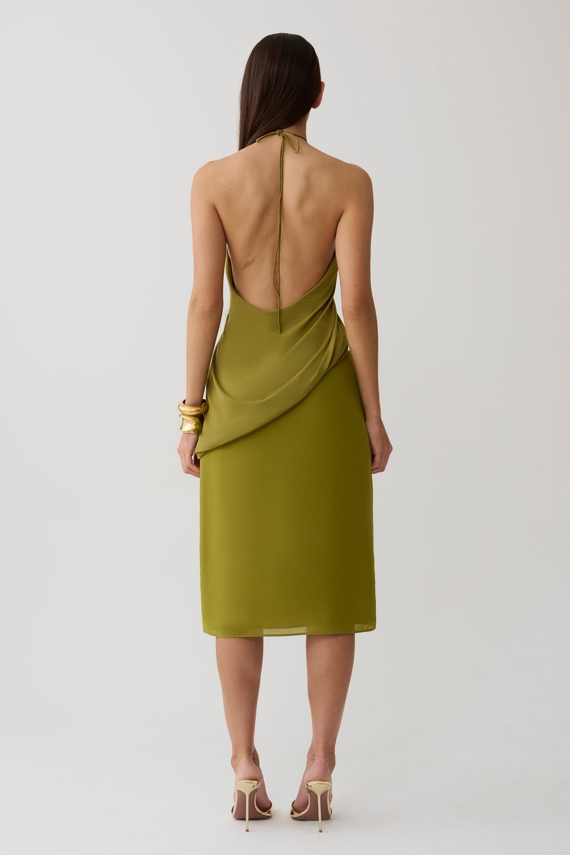 Yuna Draped Hardware Top - Martini Olive #5