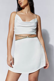 Farah Diamante Trim Mini Skirt - White