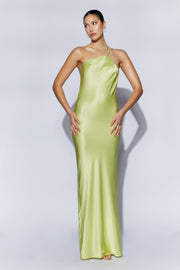 Alena One Shoulder Maxi Dress - Pistachio Green