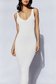 Jodie V Neck Midi Dress - Off White